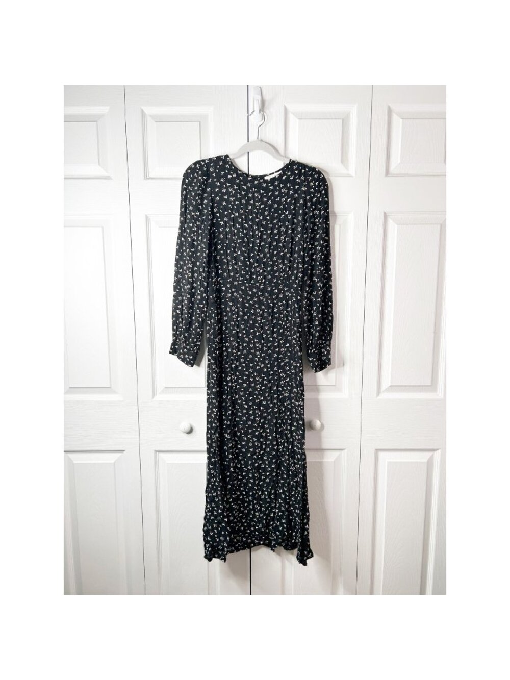 Flynn Skye Emilia Black Printed Long Sleeve Midi Dress Women's Size Small S